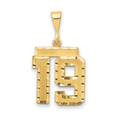 14k Medium Diamond-cut Number 19 Charm