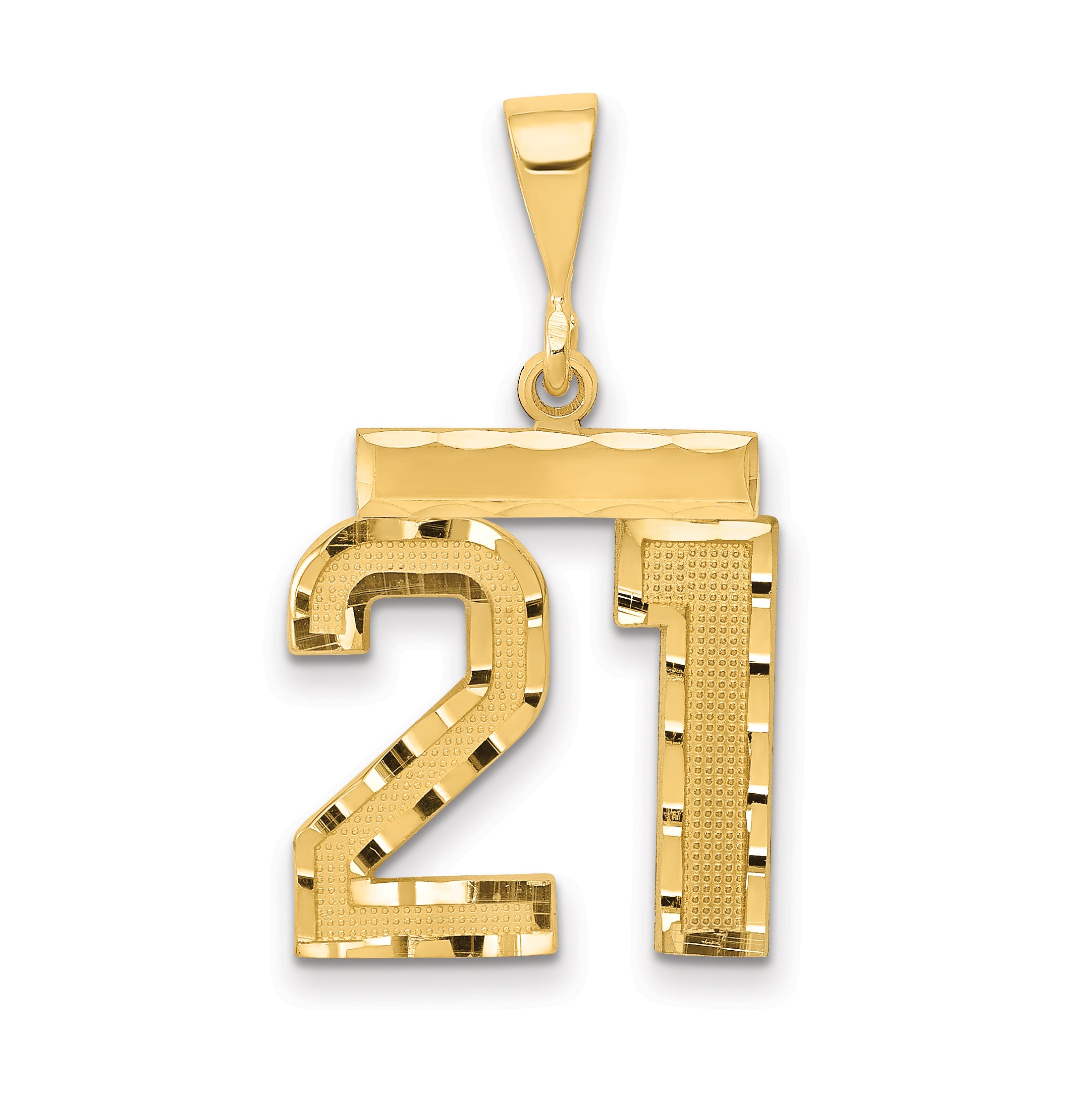 14k Medium Diamond-cut Number 21 Charm
