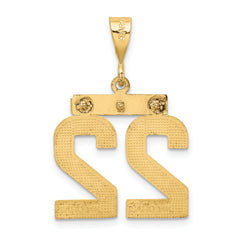 14K Gold Diamond-Cut Number 22 Charm with Polished Finish
