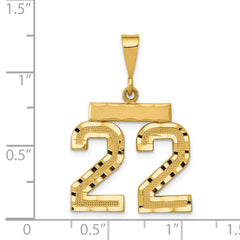 14K Gold Diamond-Cut Number 22 Charm with Polished Finish