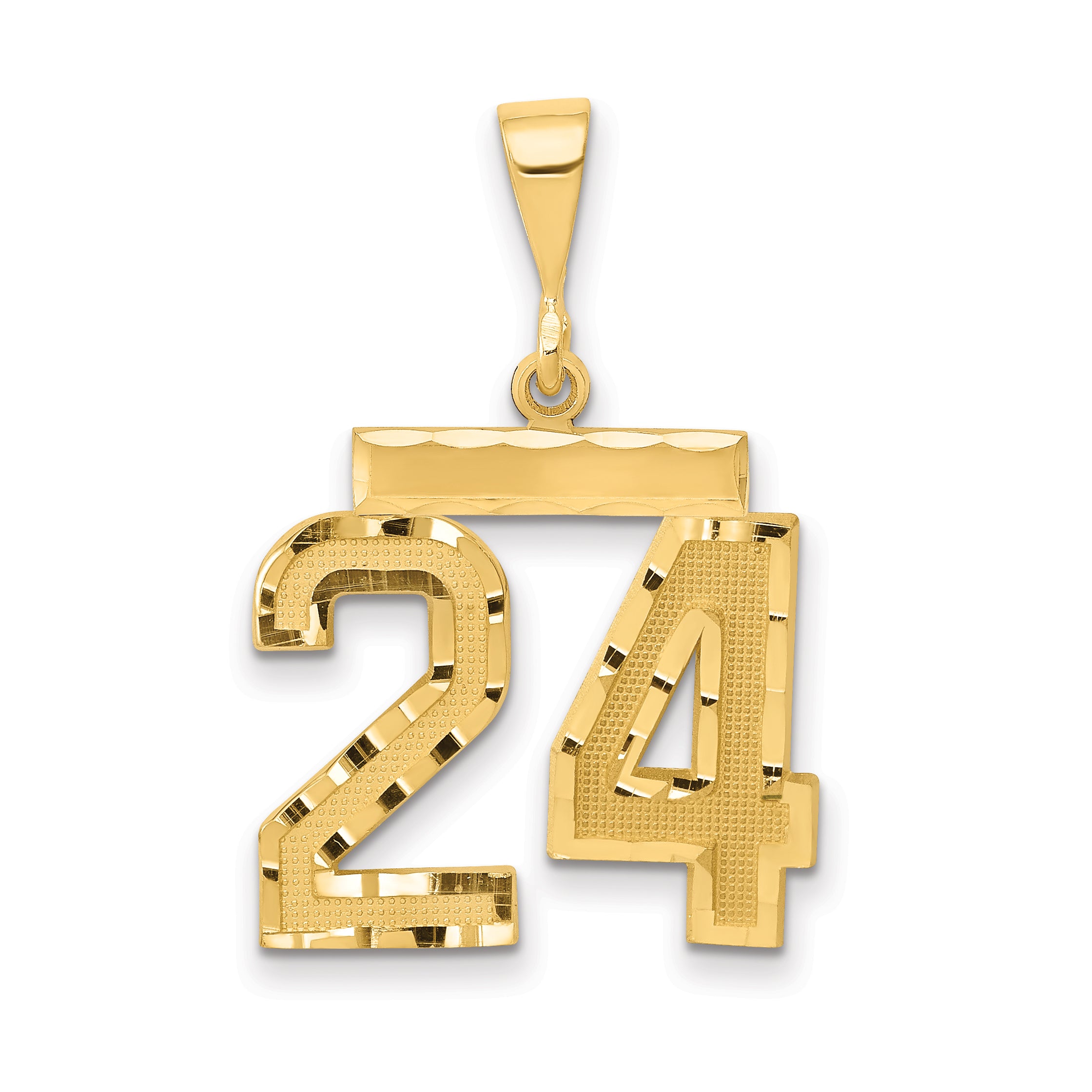 14k Medium Diamond-cut Number 24 Charm
