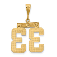 14K Gold Diamond-Cut Number 33 Charm with Polished Finish