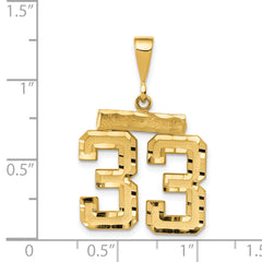 14K Gold Diamond-Cut Number 33 Charm with Polished Finish