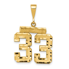 14k Medium Diamond-cut Number 33 Charm