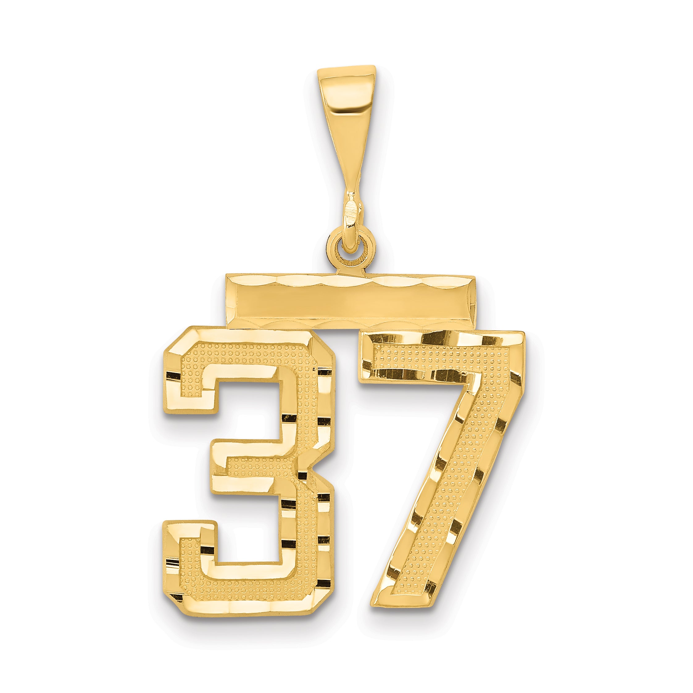 14k Medium Diamond-cut Number 37 Charm