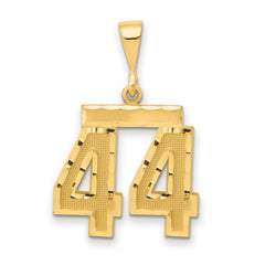 14k Medium Diamond-cut Number 44 Charm