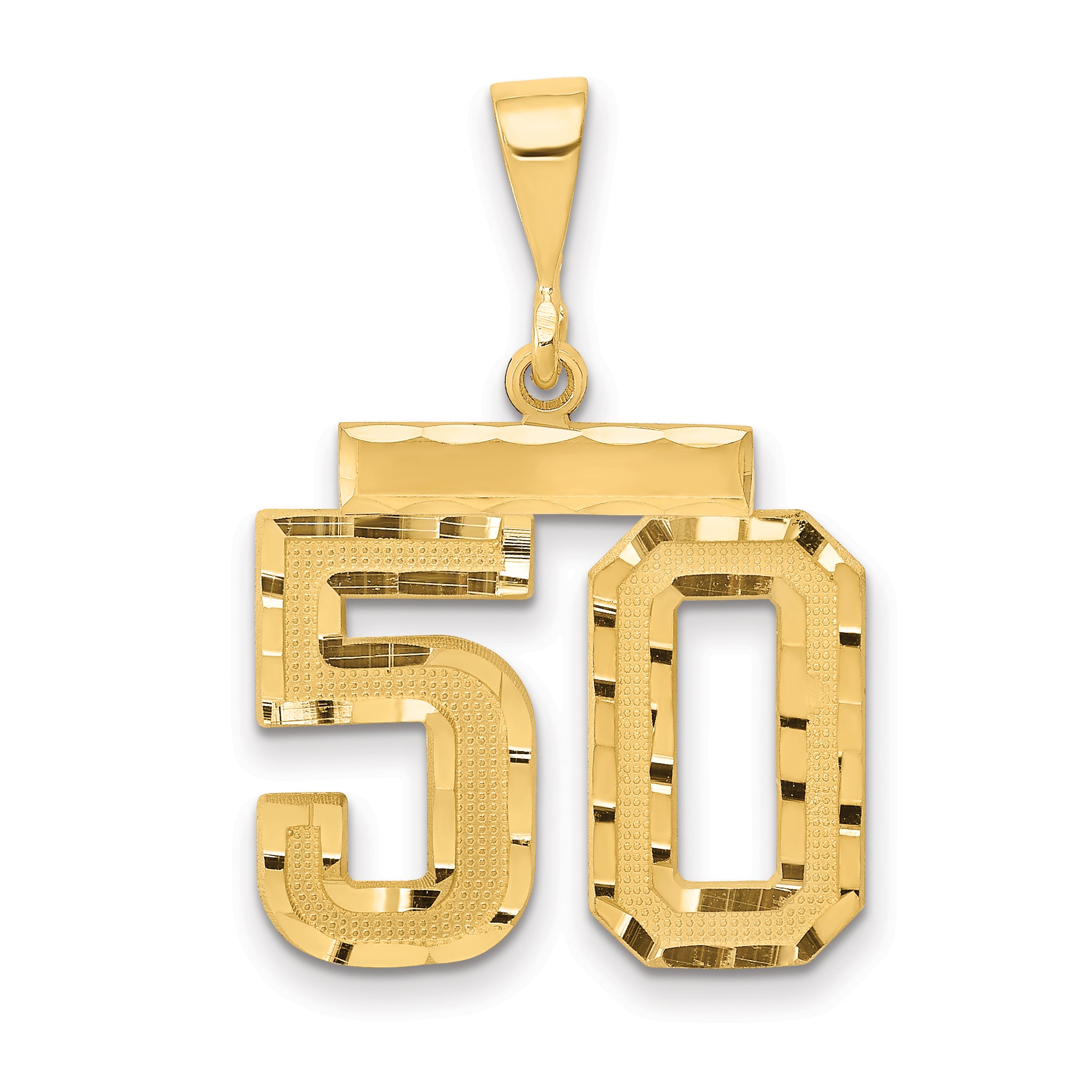 14k Medium Diamond-cut Number 50 Charm