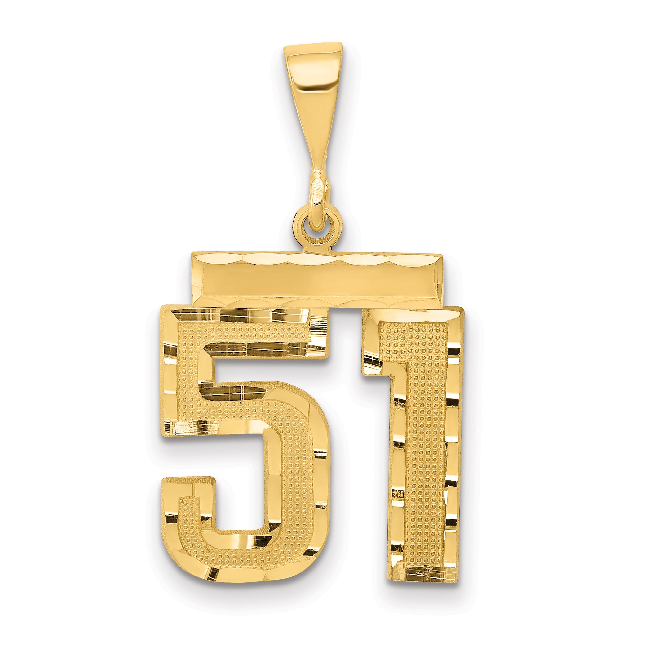14k Medium Diamond-cut Number 51 Charm