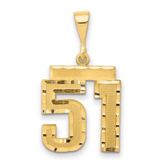 14k Medium Diamond-cut Number 51 Charm