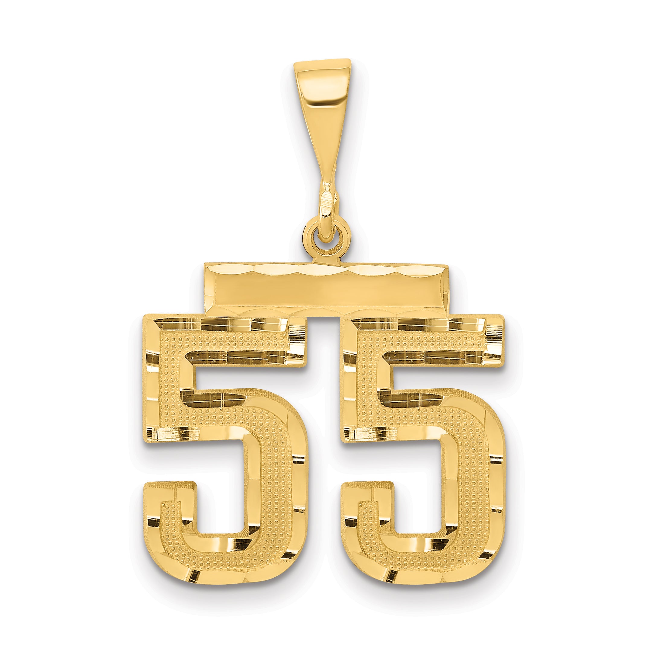 14k Medium Diamond-cut Number 55 Charm