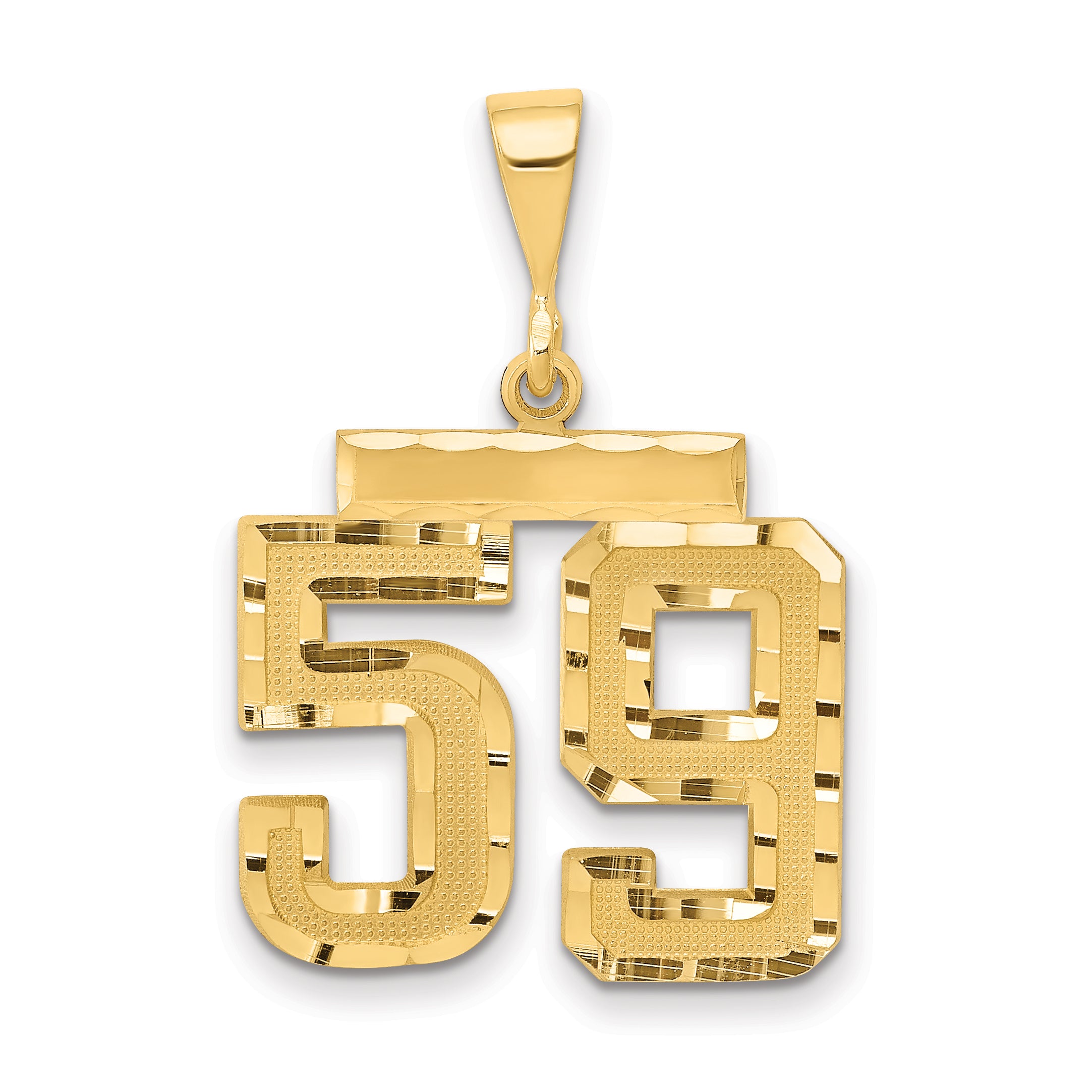 14k Medium Diamond-cut Number 59 Charm