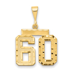 14k Medium Diamond-cut Number 60 Charm