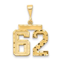 14k Medium Diamond-cut Number 62 Charm
