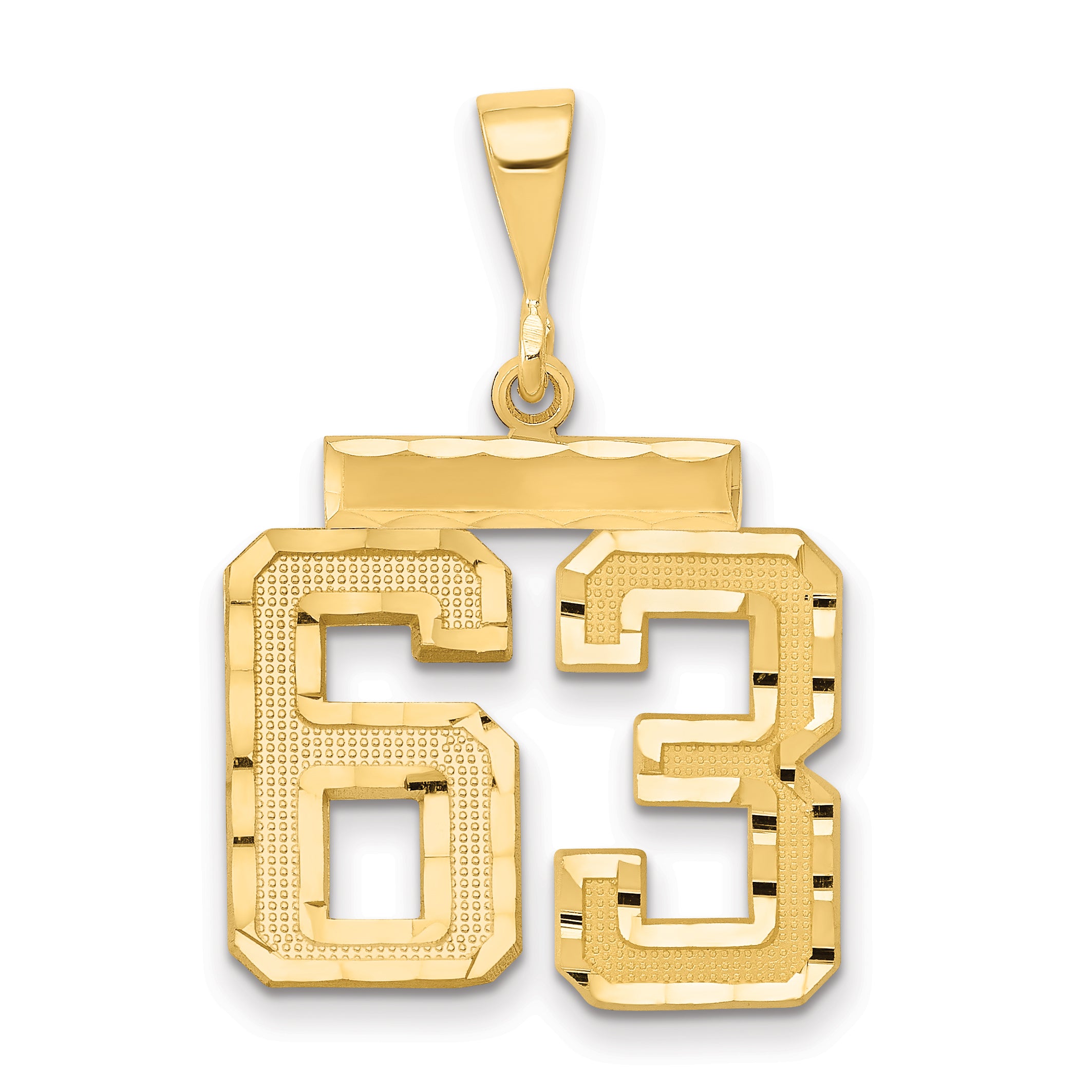 14k Medium Diamond-cut Number 63 Charm