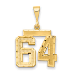 14k Medium Diamond-cut Number 64 Charm