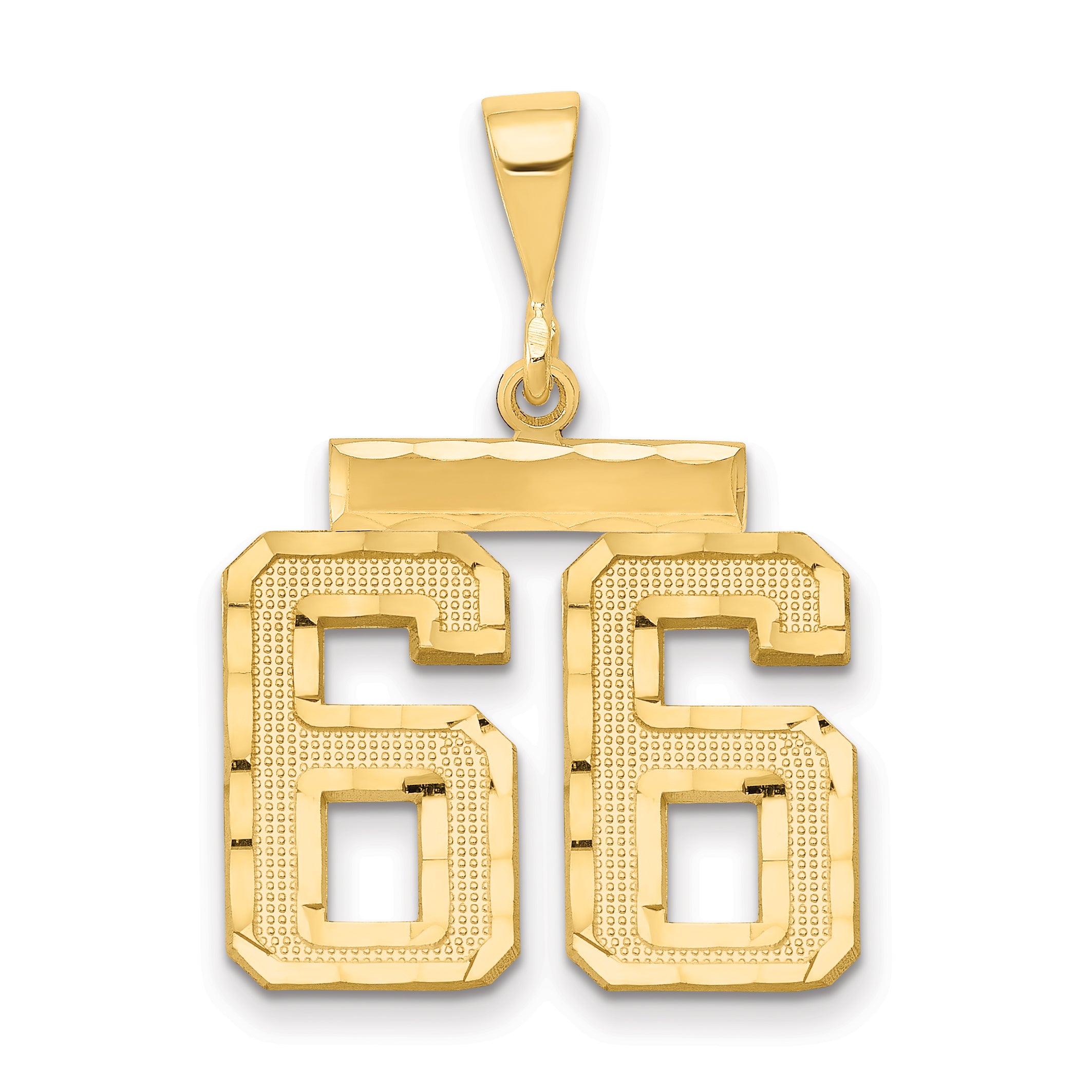 14k Medium Diamond-cut Number 66 Charm