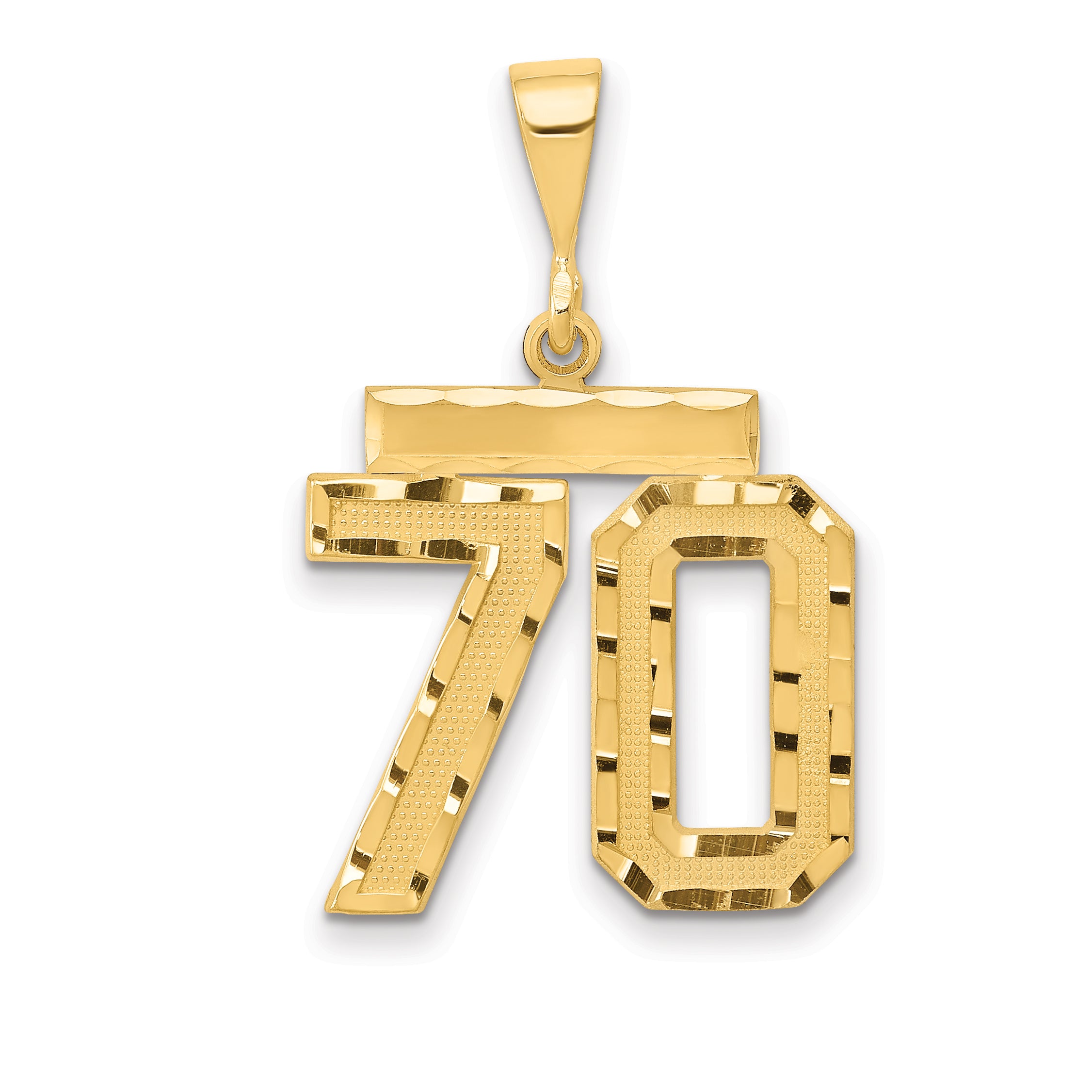 14k Medium Diamond-cut Number 70 Charm