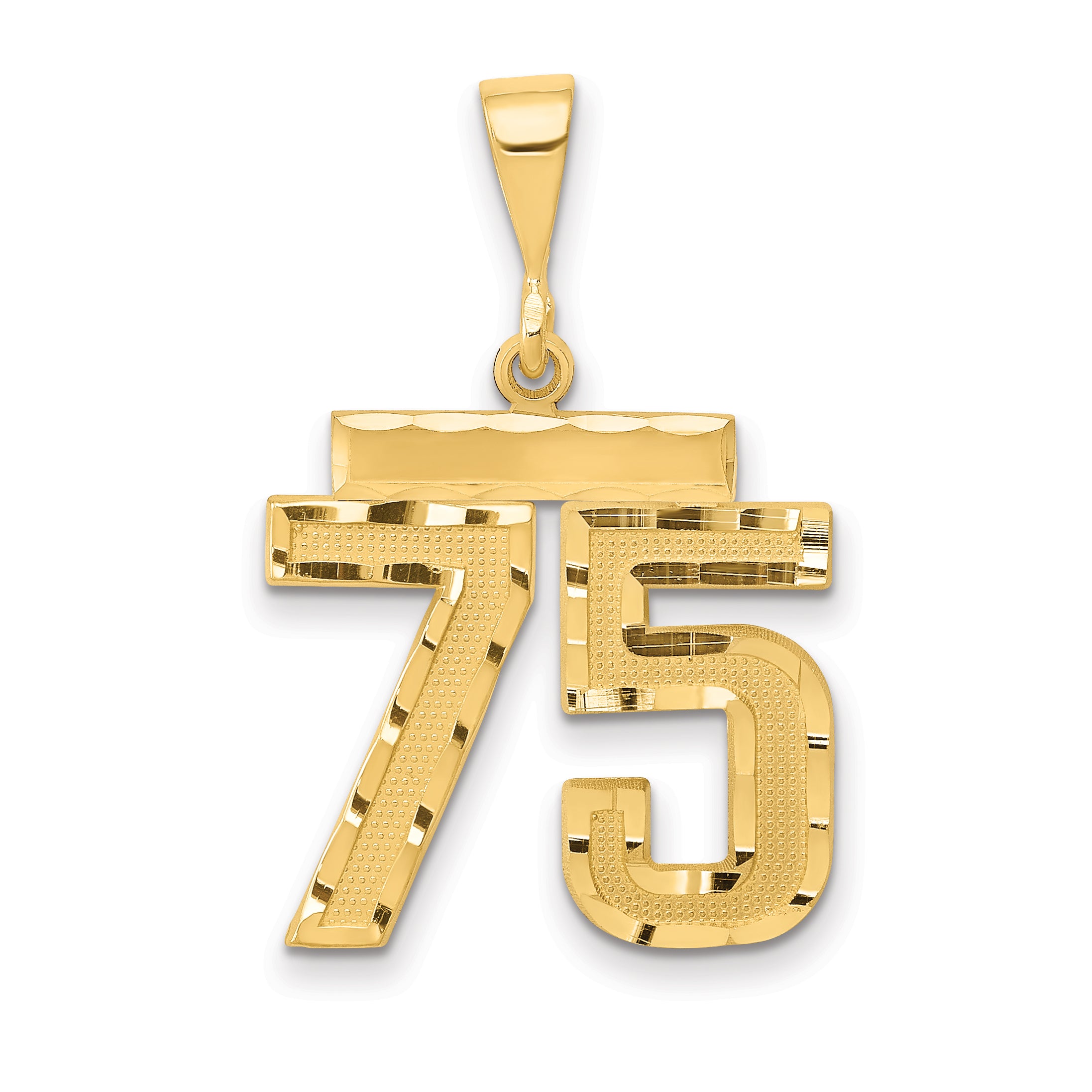 14k Medium Diamond-cut Number 75 Charm