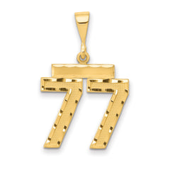 14k Medium Diamond-cut Number 77 Charm