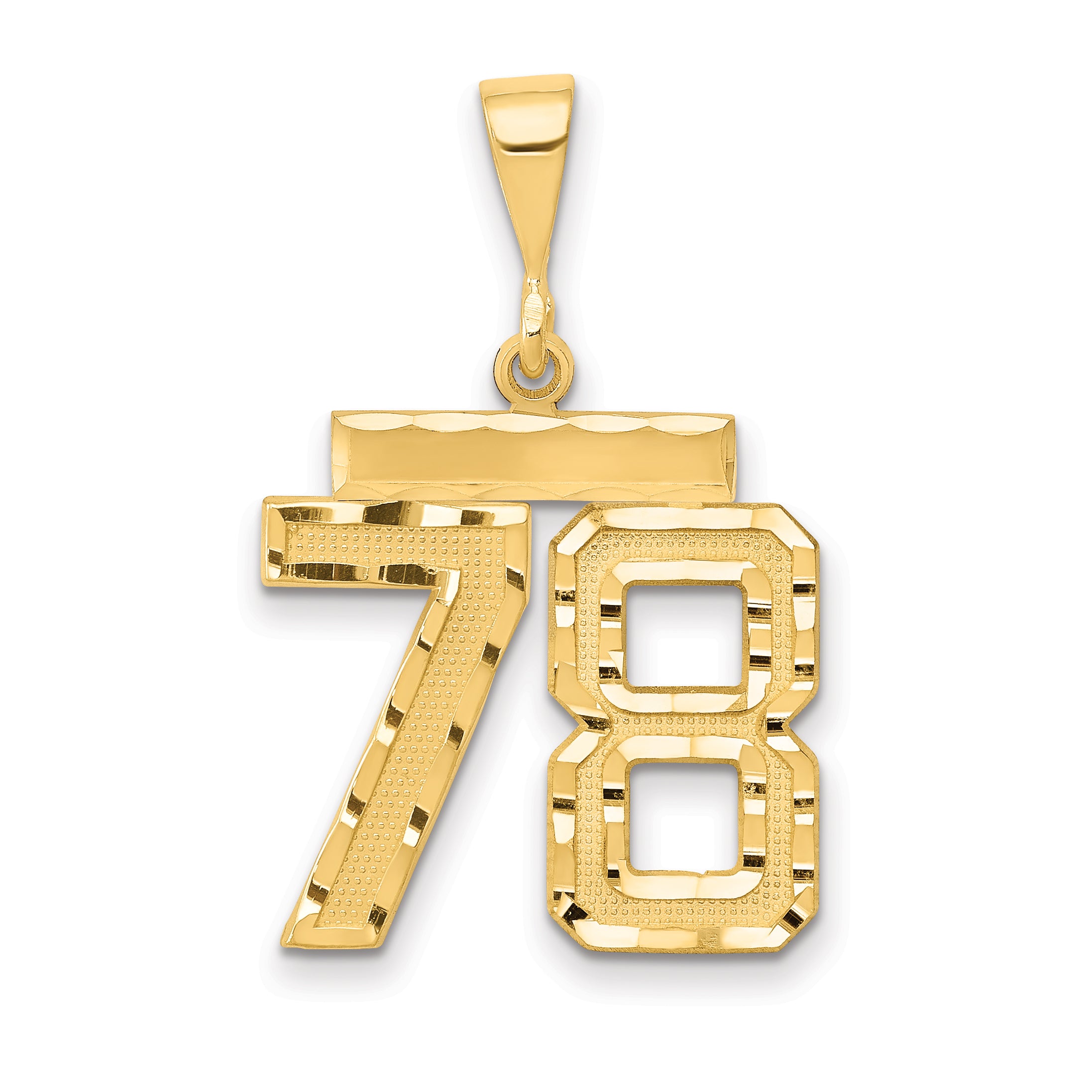 14k Medium Diamond-cut Number 78 Charm
