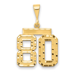 14k Medium Diamond-cut Number 80 Charm