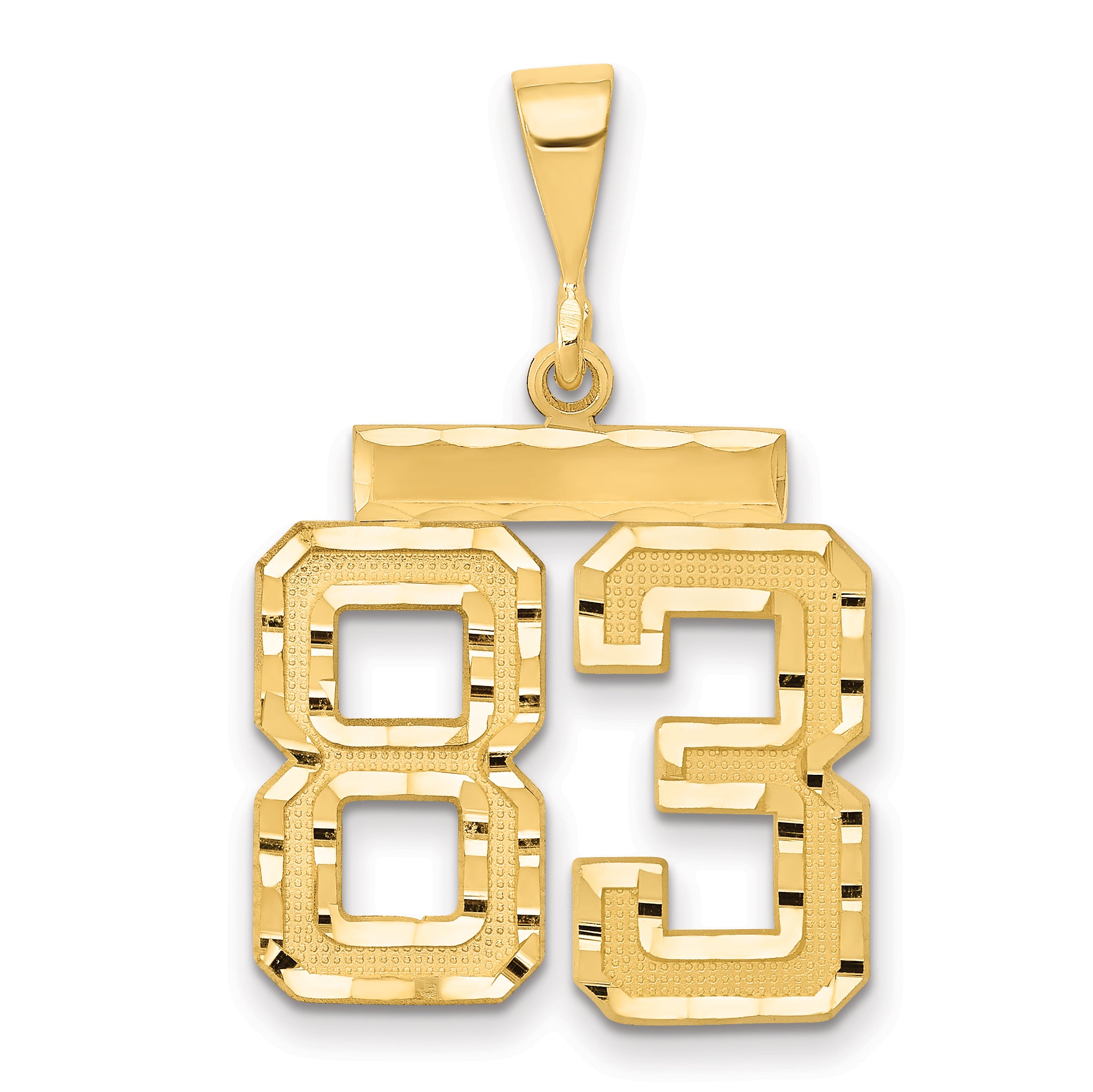 14k Medium Diamond-cut Number 83 Charm