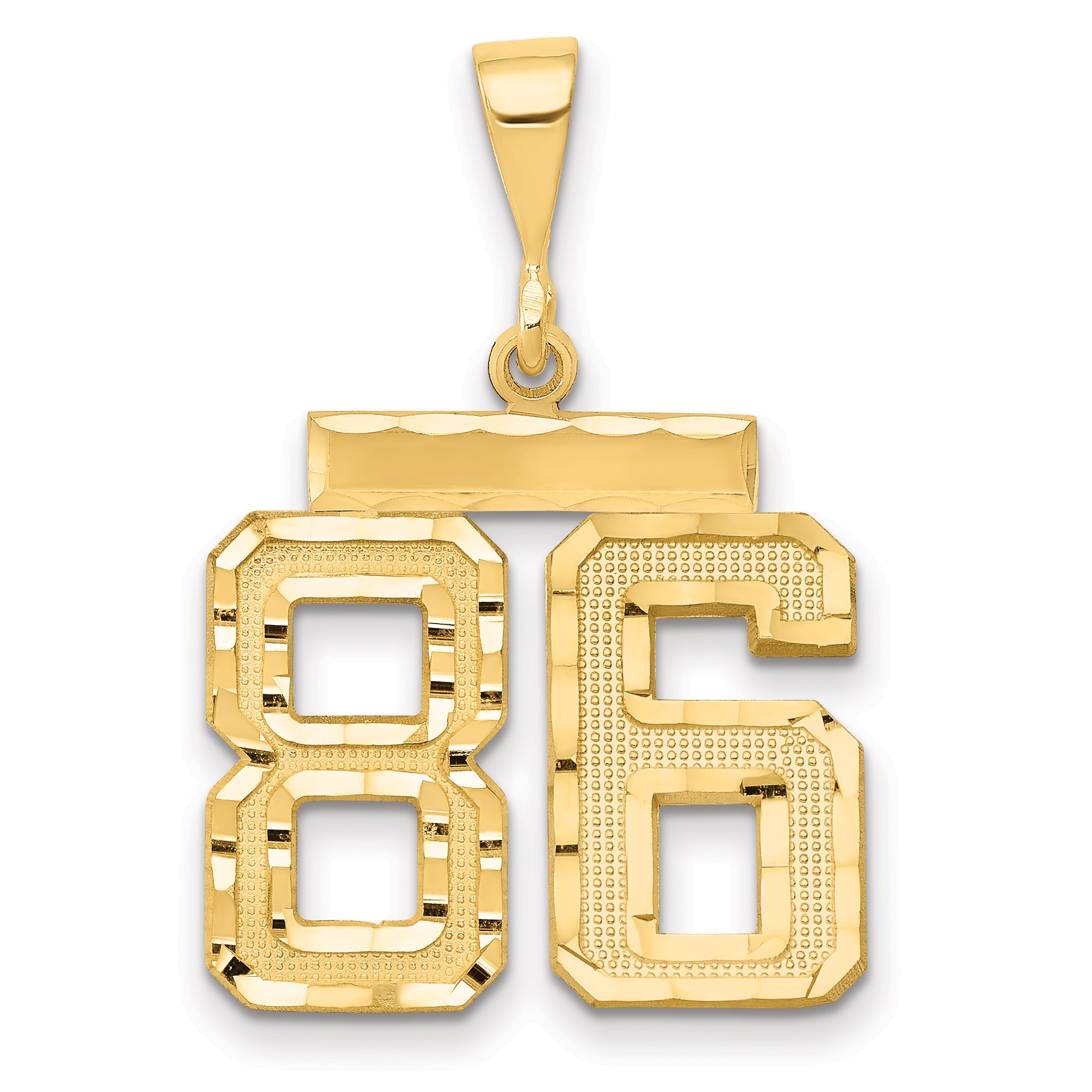 14k Medium Diamond-cut Number 86 Charm