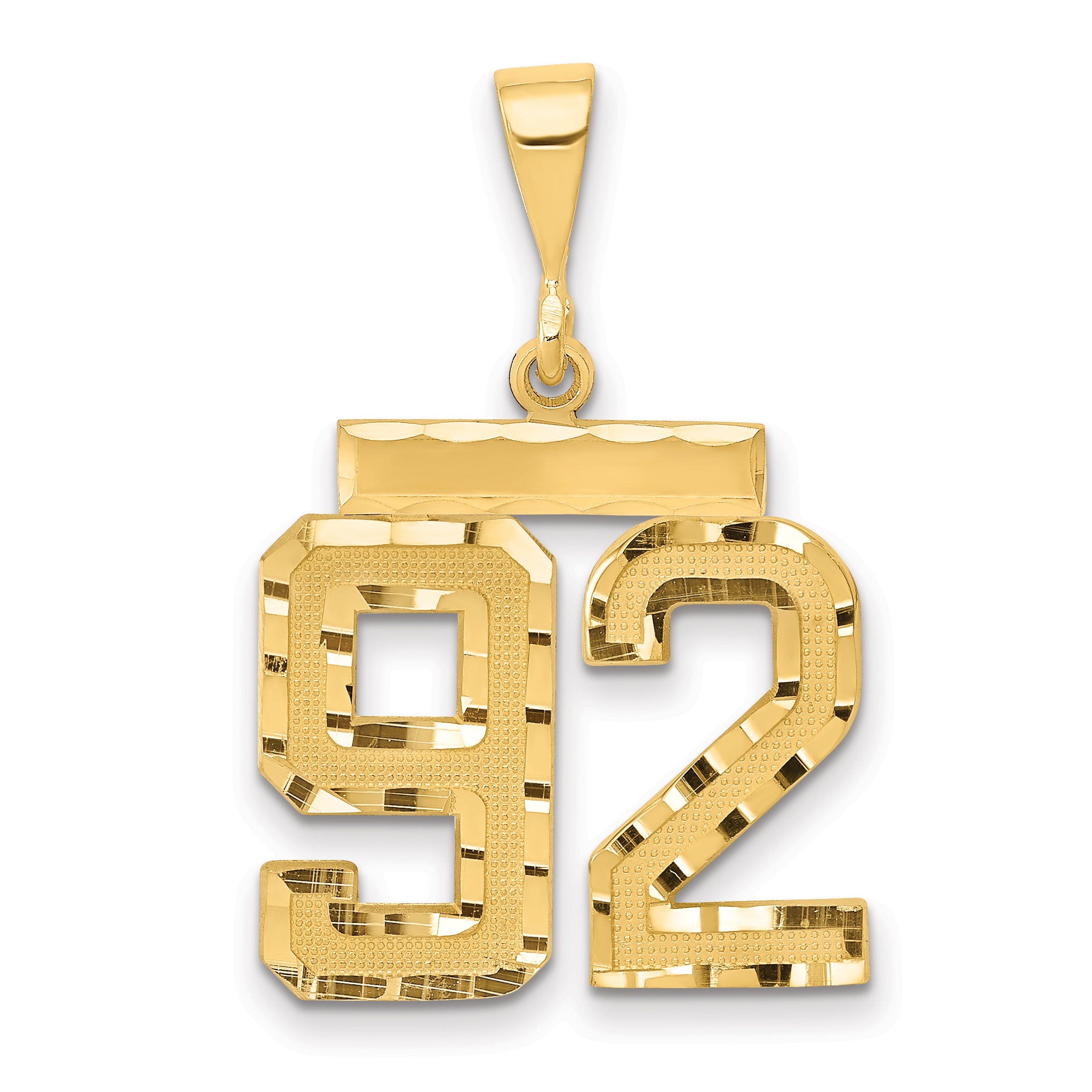 14k Medium Diamond-cut Number 92 Charm