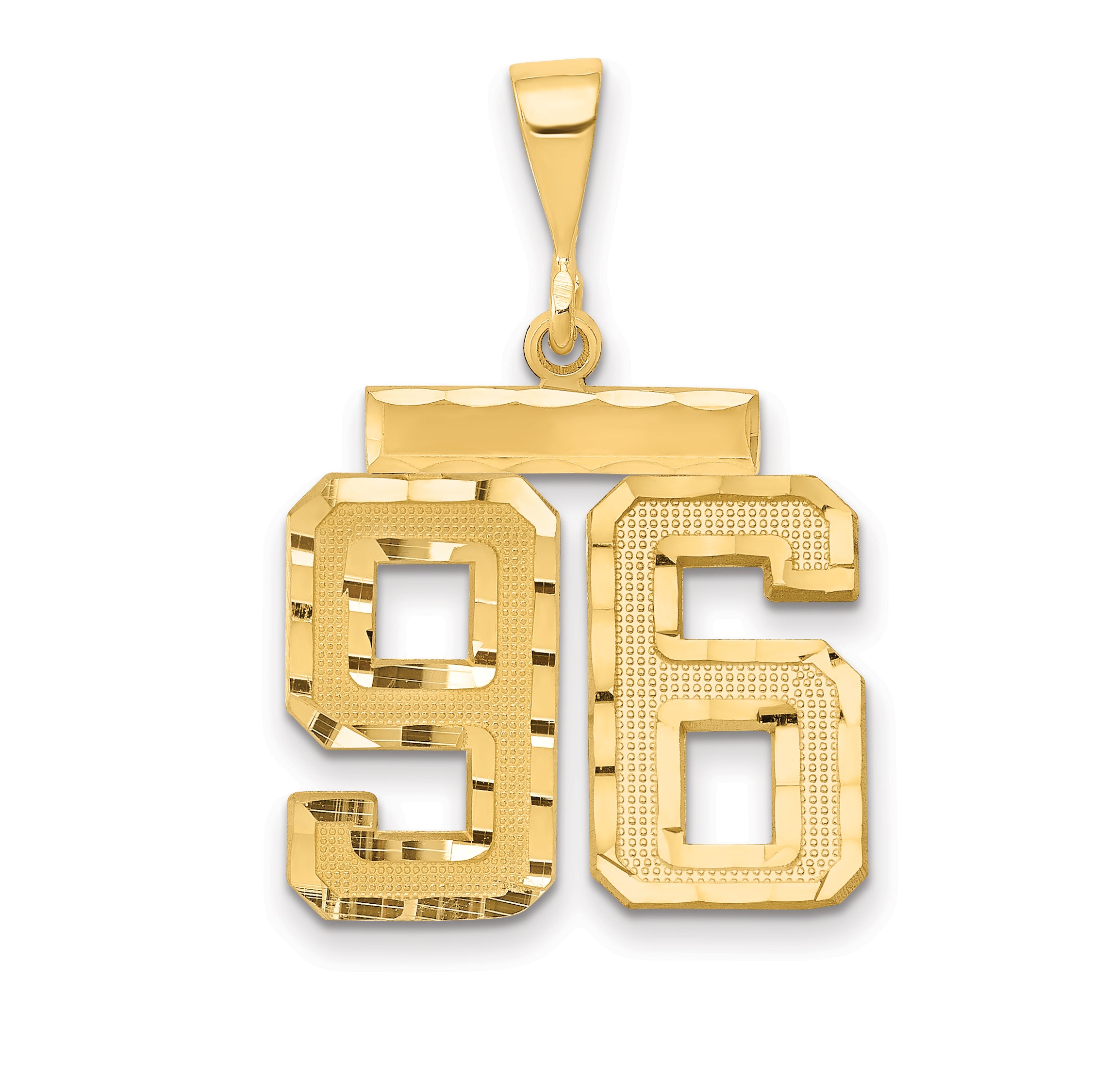 14k Medium Diamond-cut Number 96 Charm