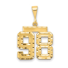 14k Medium Diamond-cut Number 98 Charm