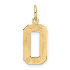 14K Gold Polished Number 0 Charm Elegant Medium Pendant