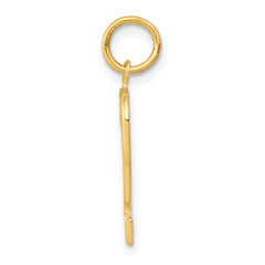 14K Gold Polished Number 2 Charm Medium, Elegant Casted Design