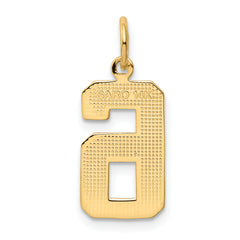 14K Gold Polished Number 6 Charm Medium, Elegant Cast Design