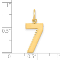 14K Gold Polished Number 7 Charm Medium, Casted, Elegant Design