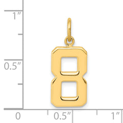 14K Gold Polished Number 8 Charm Medium Casted Design by Sophia Jewelers