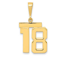 14k Medium Polished Number 18 Charm