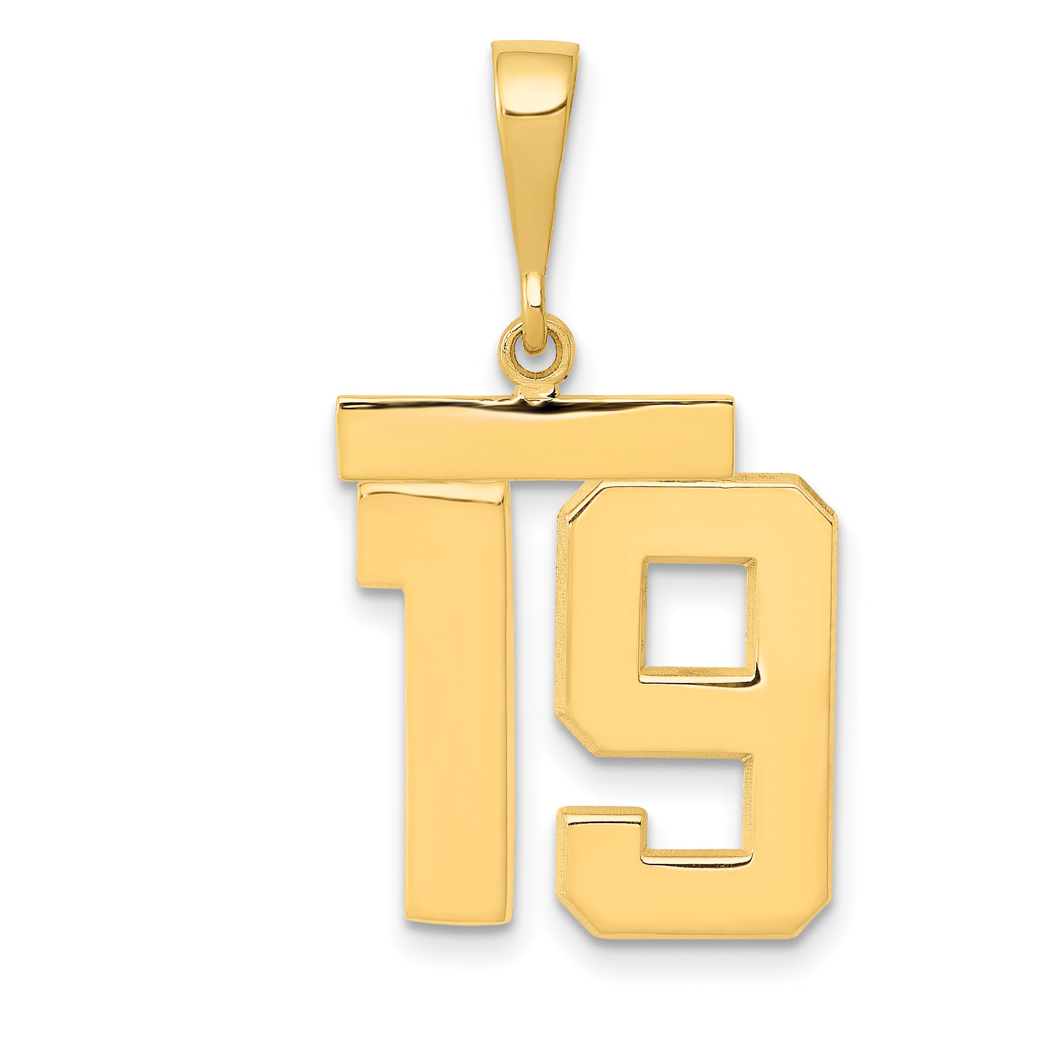 14k Medium Polished Number 19 Charm