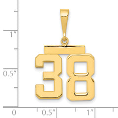 14K Gold Polished Number 38 Charm with Medium Size Elegant Finish