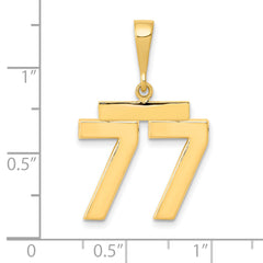 14K Gold #77 Charm with Polished Finish Elegant Medium Size