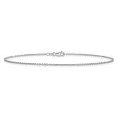 14K White Gold 9 inch 1.4mm Round Open Link Cable with Lobster Clasp Anklet
