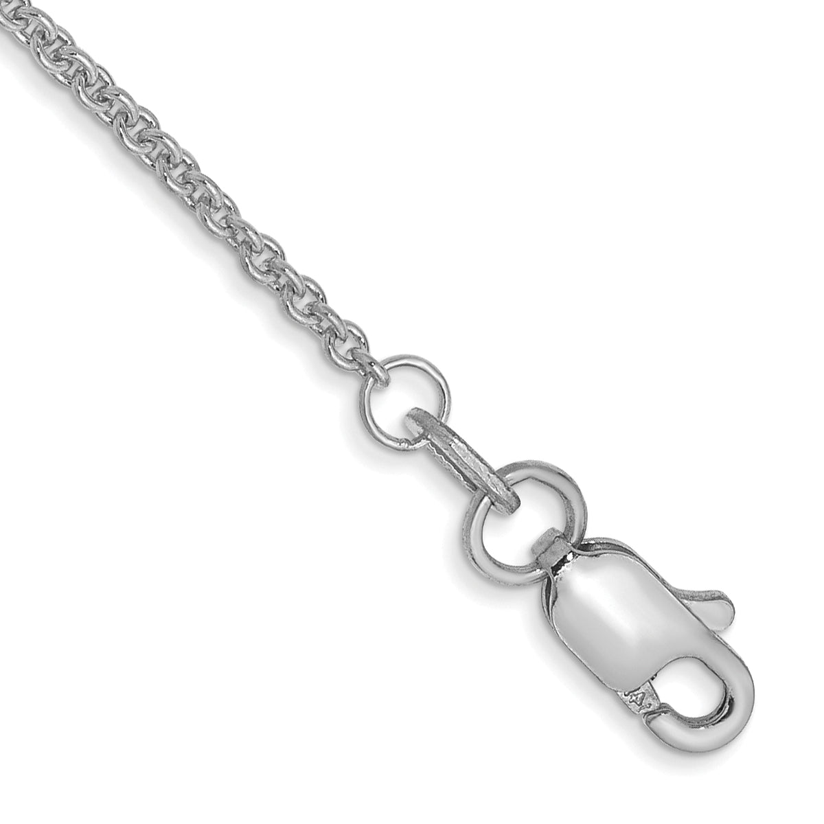 14K White Gold 10 inch 1.4mm Round Open Link Cable with Lobster Clasp Anklet