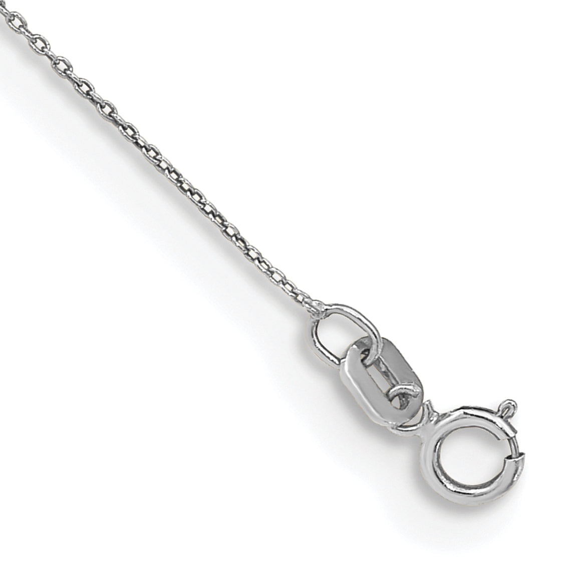 14K White Gold 10 inch .75mm Cable with Spring Ring Clasp Anklet