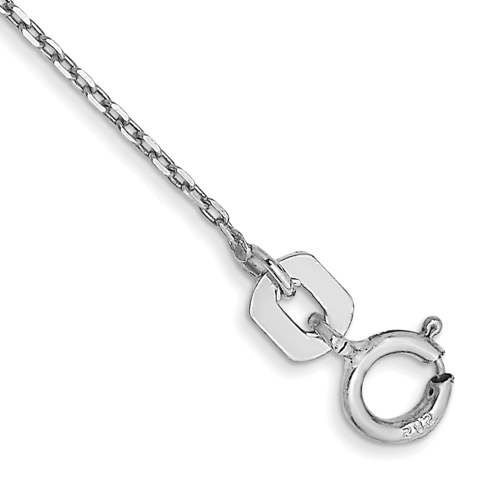 14K White Gold 10 inch .8mm Diamond-cut Cable with Spring Ring Clasp Anklet