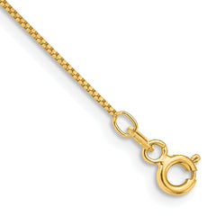 14K 10 inch .7mm Box with Spring Ring Clasp Anklet