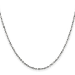 14K White Gold Polished Cable Necklace with Lobster Clasp