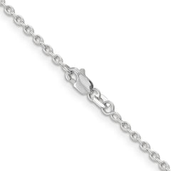 14K White Gold Polished Cable Necklace with Lobster Clasp