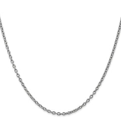 14K White Gold Polished Cable Necklace with Rhodium Finish