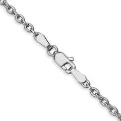 14K White Gold Polished Cable Necklace with Rhodium Finish