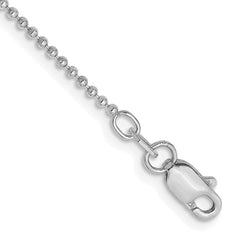 14K White Gold 10 inch 1.2mm Diamond-cut Beaded with Lobter Clasp Anklet