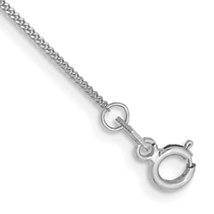14K White Gold 10 inch .9mm Curb  with Spring Ring Clasp Anklet
